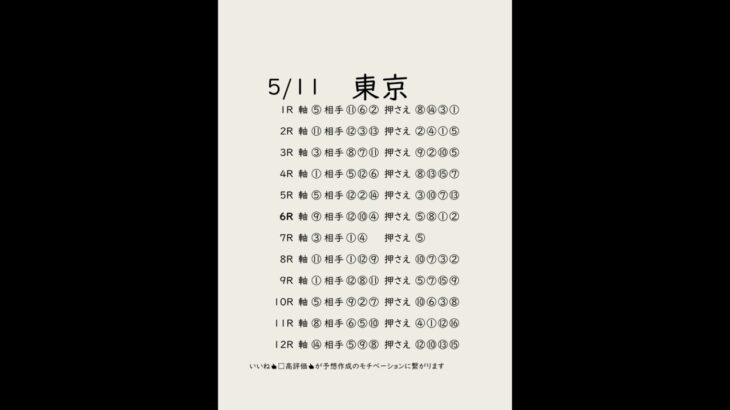 5/11東京競馬予想表