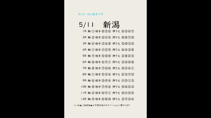 5/11新潟競馬予想表