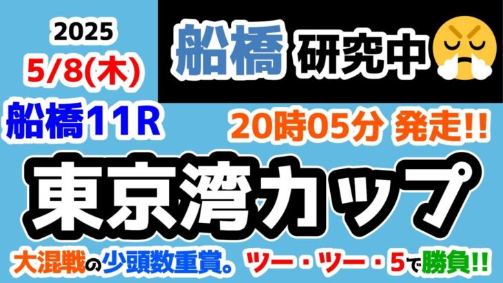 【船橋競馬研究中😏】少頭数の大混戦😵  ツー・ツー・5で勝負!!【2025.5.8 船橋11R 東京湾カップ】