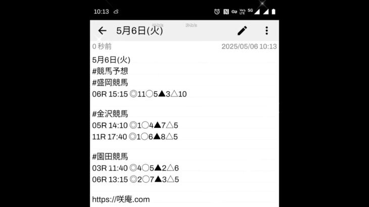 5月6日(火) #競馬予想 #盛岡競馬 #金沢競馬 #園田競馬