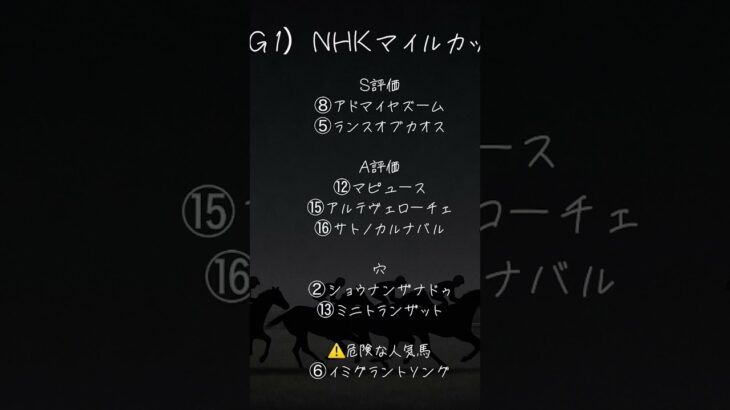 G1）NHKマイルカップ🔥#競馬 #競馬予想 #中央競馬予想 #nhkマイルc #shorts