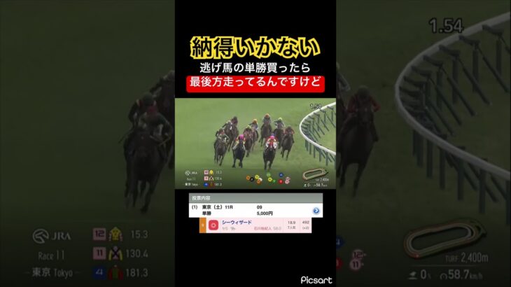 【理不尽】逃げ馬の単勝勝ったら最後方走ってるんですけど何事ですか。　#競馬 #競馬予想 #jra #地方競馬 #ウマ娘プリティーダービー #ウマ娘 #ギャンブル #東京競馬場 #単勝 #勝負