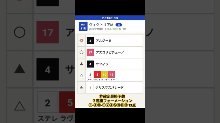 #ヴィクトリアマイル #競馬予想 #アルジーヌ#アスコリピチェーノ #サフィラ #クリスマスパレード #ステレンボッシュ #ボンドガール #ラヴェル #ヴィクトリアm #ラーメン居酒屋