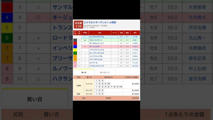 名古屋競馬場 メインレース エメラルドオープン を予想します #競馬 #予想 #競馬予想 #買い目 #名古屋競馬場 #名古屋競馬 #地方競馬 #メインレース #エメラルドオープン