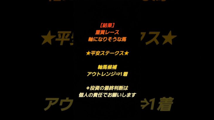 【結果】明日の重賞レースの軸馬候補#競馬 #予想 #期待値 #軸馬 #平安ステークス