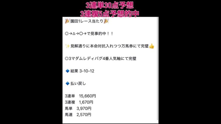 園田1レースから3連単万馬券的中🎯 #万馬券 #競馬予想 #まい競馬