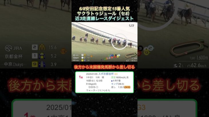 【サクラトゥジュール】 安田記念想定15番人気！近3走ダイジェスト  #競馬  #安田記念  #サクラトゥジュール  #shorts