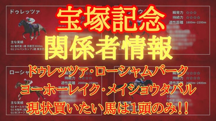 【 関係者情報 】宝塚記念 2025 予想 ドゥレッツァ・ローシャムパークヨーホーレイク・メイショウタバル 現状買いたい馬は1頭のみ！！【中央競馬予想】