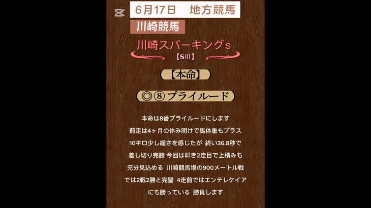 【川崎スパーキングスプリント2025】 #6月17日競馬予想！ #競馬予想！ #地方競馬！！
