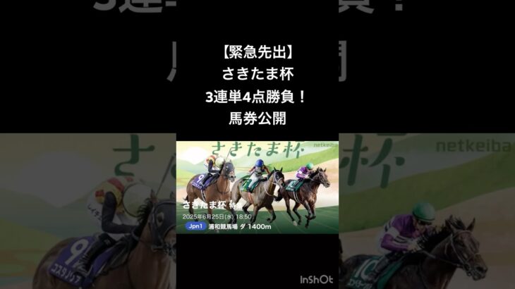 【緊急公開】2025.6.25(水)地方交流Jpn1 さきたま杯 3連単購入馬券公開【シャマル・コスタノヴァ固定】