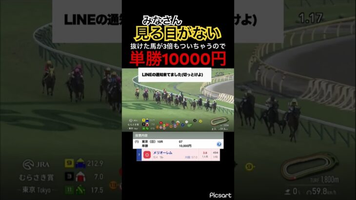【発狂確定】明らかに抜けた馬なのにみなさん見る目がなくて3倍もついていたので単勝10000円買ってみた結果… #競馬 #競馬予想 #jra #ウマ娘 #ギャンブル #武豊 #地方競馬 #東京競馬場