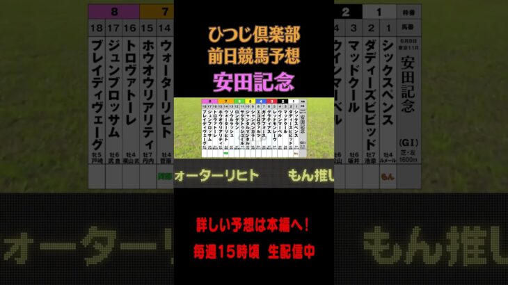 ひつじ倶楽部前日競馬予想〜安田記念〜 #安田記念 #競馬 #競馬予想 #shortvideo  #jra #snowman #ytshorts #あるある #motivation #breakfast