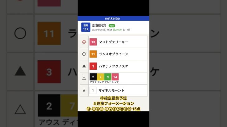 #函館記念 #競馬予想#マコトヴェリーキー#ランスオブクィーン#ハヤテノフクノスケ#マイネルモーント#埼玉県本庄市 #ラーメン居酒屋 #本庄市 #競馬生活 #競馬人生