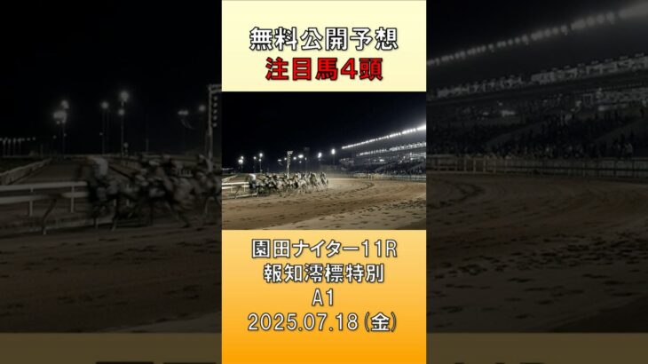 20250718　園田競馬　11R　報知澪標特別　無料公開予想　#競馬 #地方競馬予想 #競馬予想 #地方競馬