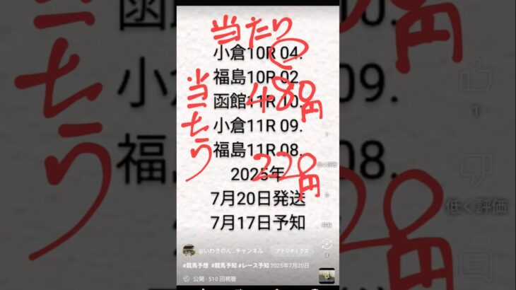 #競馬予想当たり #競馬予知当たり #小倉記念 2025年7月20日