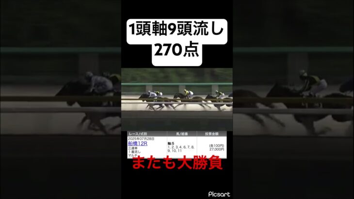 【3連単270点】船橋12レースで荒れると予想して1頭軸9頭流し270点の大勝負した結果… #競馬 #競馬予想 #ギャンブル