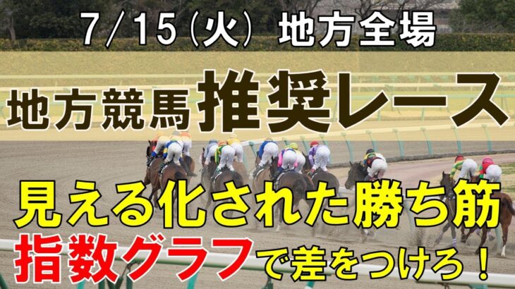 7/15(火) 地方競馬全場から推奨レースを紹介【地方競馬 指数グラフ・予想・攻略】門別競馬、盛岡競馬、大井競馬、金沢競馬