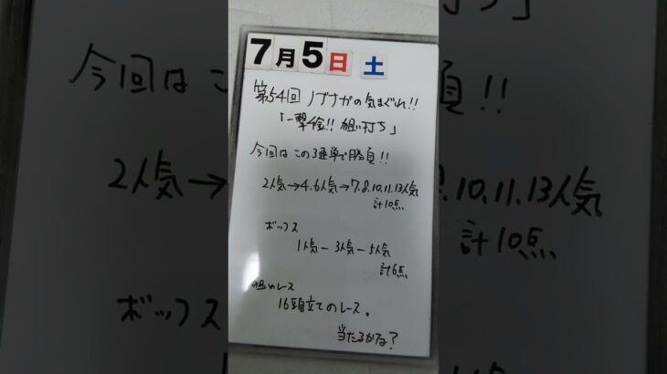 #7月5日土曜日　第54回信長のきまぐれ♪一撃千金!!狙い打ち♪#中央競馬予想 #サイコロ馬券士 #一撃千金#多頭数#7月5日
