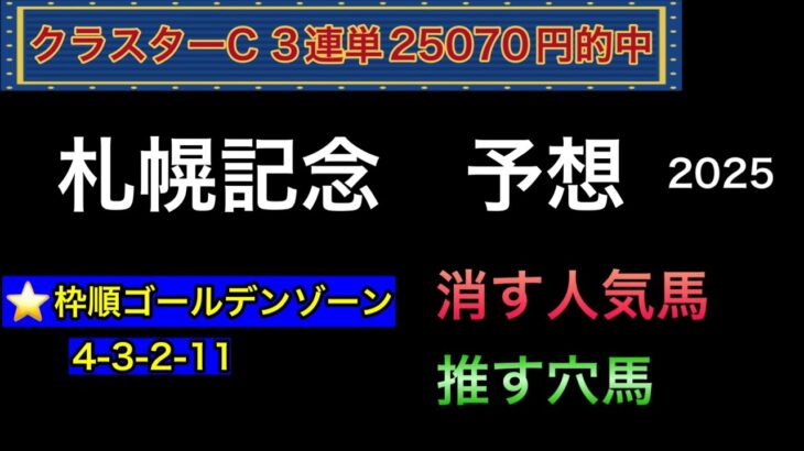 【競馬予想】　札幌記念　予想　2025