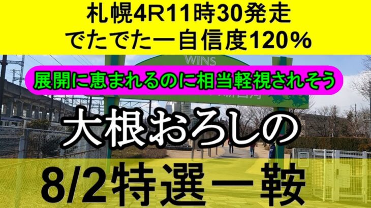 【競馬予想】8月2日の特選一鞍【大根おろし】